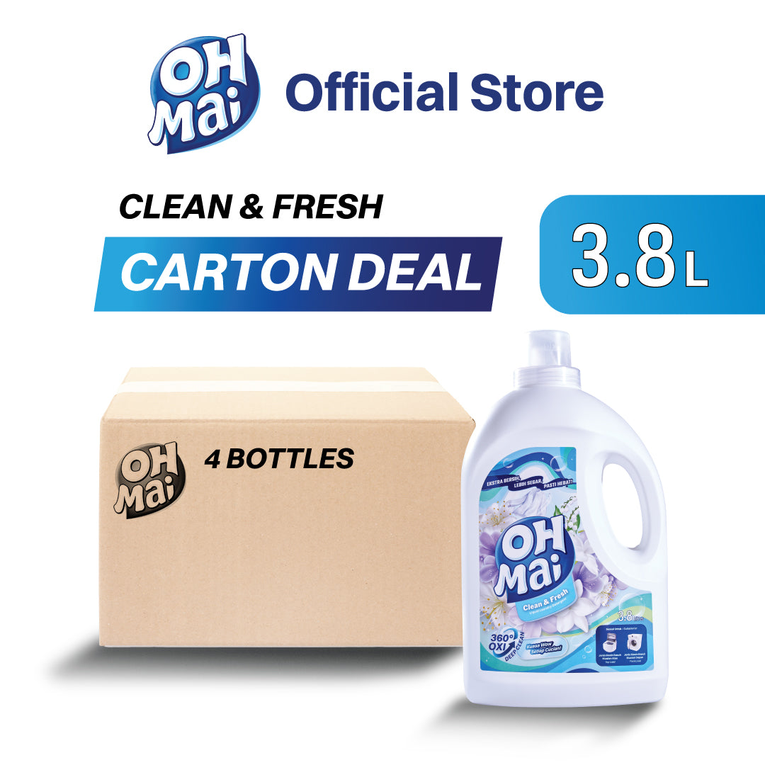 [CARTON DEAL] OH MAI Laundry Liquid Detergent - Clean & Fresh (4 X 3.8L)